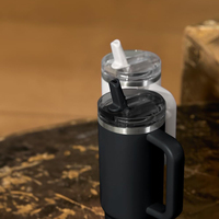 Gobelet isotherme personnalisé sans BPA, pour eau chaude et froide, 40 oz, en acier inoxydable, avec paille rabattable et poignée