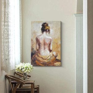 Arte de pared Sexy para mujer, pintura de espalda desnuda, lienzo pintado a mano, decoración de pared moderna/moderna - Product Image 1
