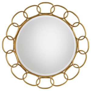 Cadre rond en métal miroir, décoration murale dorée, miroir - Product Image 4