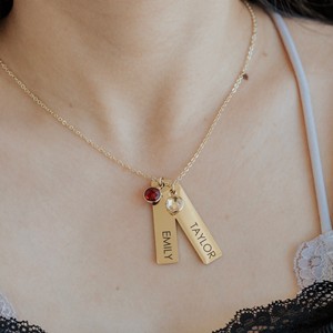 Collana Artigianale Personalizzata con <span class=keywords><strong>Nomi</strong></span> dei Bambini e Pietra Portafortuna, Regalo per Nonna, Mamma, dai Figli - Product Image 4