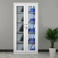 Armoire de classement autoportante en acier moderne, écologique, durable, grande capacité, avec porte vitrée et serrure à clé, 4 tiroirs, pour chambre et école