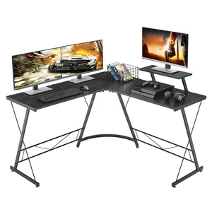 AI LI CHEN L Shaped Desk wood office Computer Corner Desk,metal Home Gaming Desk, Office Writing Workstation with Large Monitor