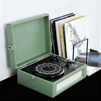 Boîte de présentation de tourne-disque stéréo moderne de haute qualité, tourne-disque vinyle, boîte de tourne-disque en cuir PU