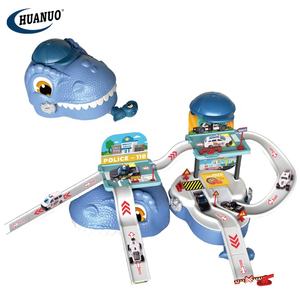 Nueva llegada niños 3 en 1 dinosaurio almacenamiento maleta garaje estacionamiento aleación policía coche Parque Aventura juguetes con mapa - Product Image 4