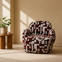 Fauteuil à motif géométrique rétro moderne, fauteuil d'appoint rembourré en jacquard style pop art des années 70 pour le salon et la décoration d'hôtel