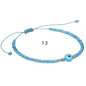 Braccialetto da donna con perline di vetro colorate, occhio turco, regolabile, con perline rosse e blu, portafortuna, regalo per l'amicizia - Product Image 6