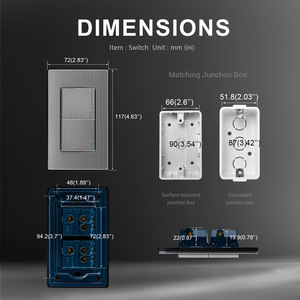Presa Elettrica Americana in Plastica 10A con 2 Interruttori a Muro IP44 250V per Uso Domestico e Ufficio Moderno - Product Image 3