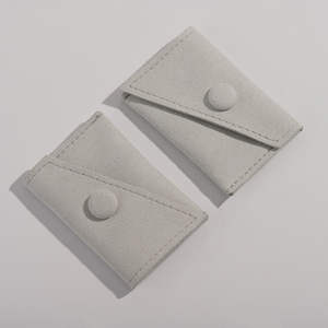 FANXI High Level Luxury Grey Microfiber Jewelry Pouch for <b>Ring</b> Necklace Pendant Chain <b>Storage</b> with Custom logo - Product Image 1