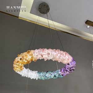 Lámpara Colgante de Cristal de Roca Redonda Personalizada, Decoración de Luz de Piedra Natural Colorida, Lámpara de Araña de Cuarzo en Venta HM-C-98063 Rock C - Product Image 2