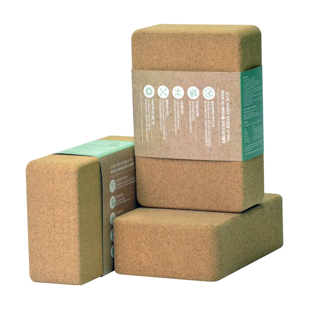 Amazon Hot Sale Custom Logo Cork Foam Yoga Block Printing Yoga Blocks And Strap Set Eco Friendly For Yoga