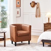 Fauteuil d'appoint Yaheetech style Mid-Century Modern en cuir PU, confortable, avec dossier solide et rembourré, pour salon