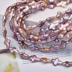 Nuevo Material de Perla Barroca en Forma de Cruz de 11*15mm, Natural, con Fuerte Brillo, Semi-Acabado, para Accesorios de Joyería DIY - Product Image 3