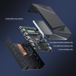 Hystou văn phòng Máy tính để bàn Mini <span class=keywords><strong>PC</strong></span> R5-5800 <span class=keywords><strong>Octa</strong></span> lõi 4k hiển thị DDR4 Bộ nhớ SSD ổ cứng giao diện phong phú quạt - Product Image 2