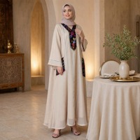 Abaya longue et élégante YSYL, brodée sur mesure, avec motifs floraux, pour le Ramadan, modeste, fluide, pleine longueur, non transparente pour femme