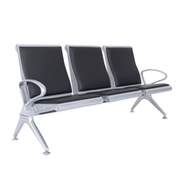 Chaise d'attente pliable moderne de haute qualité en acier inoxydable 3 places pour hôtel