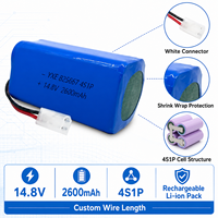 Paket Baterai Li-Ion 18650 4S1P 14.8V 2600mAh Kustom dengan Konektor 2 Pin OEM ODM Pasokan Grosir