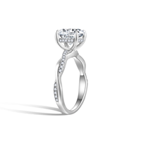 Cincin Batu Permata Ruizuan 2 Karat Twist Berlapis Rhodium Perak 925 Moissanite Bersertifikat GRA Perhiasan Geometris Hipoalergenik untuk Wanita