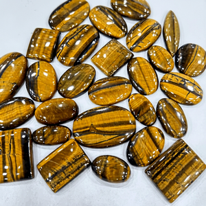 Piedra Preciosa Natural de Ojo de Tigre Amarillo, Cabujón Suelto, Forma y Tamaño Mixtos de 20-40 mm, para la Fabricación de Joyas - Product Image 1