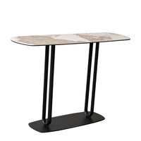 Table console moderne minimaliste nordique de luxe avec pieds en marbre et plateau blanc élégant pour villa, entrée, hôtel, salon, salle à manger
