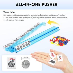 American Mahjong <b>Tile</b> Set 166 White <b>Plastic</b> <b>Tiles</b> with 4 All-in-One Racks/Pushers Blue Carrying Bag Included - Product Image 6