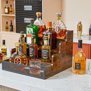 Customized Retro <strong>Wood</strong> Bar Furniture Modern Home Freestanding Storage Rack for Whiskey Syrup Display Countertop Liquor <strong>Shelf</strong> - Product Image 5