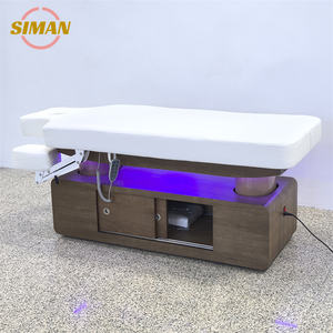 Table de massage <span class=keywords><strong>électrique</strong></span> de luxe beige et blanche Siman personnalisable à 4 moteurs, durable, pour spa beauté, hôtel, usage commercial, moderne et ergonomique - Product Image 5