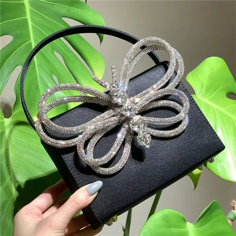 Fashion candy color diamond bow bags 2022 new designer luxury party clutch purse women handbags