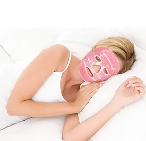 Masker Es Wajah Mewah untuk Wanita, Masker Es Manik-manik Gel Dapat Digunakan Kembali Hangat Panas dengan Dukungan Lembut Mewah