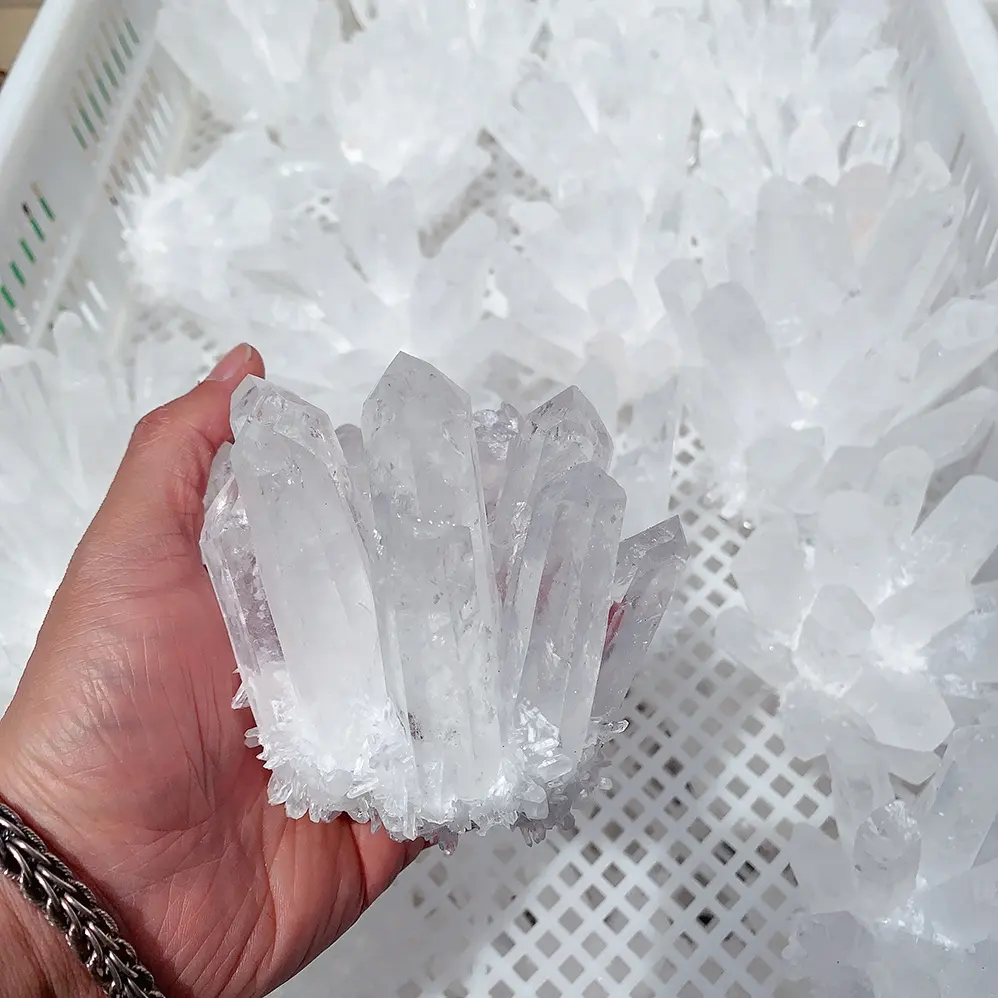 Wholesale bulk healing middle size natural rock clear white quartz crystal clusters crystal stones cluster for sale