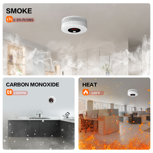 Détecteur d'alarme thermique et moniteur <span class=keywords><strong>de</strong></span> monoxyde <span class=keywords><strong>de</strong></span> carbone photoélectrique autonome 3-en-1 à piles pour appartement - Product Image 6