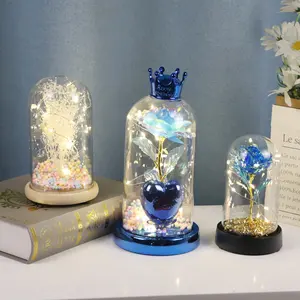 Mini Glazen Cloche Decoratieve Glazen Bloemen Koepel Glazen Houten Basis Handgemaakte Moederdag Geschenken