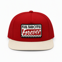 Topi Baseball 5 Panel PVC Patch Laser Perforated OEM/ODM Profil Tinggi Dua Warna Model Snapback untuk Penggemar Motorsport