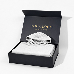 Boîte magnétique estampillée en feuille laminée, boîte magnétique personnalisée imprimée, emballage cadeau noir pour vêtements recyclés, emballage magnétique pour vêtements - Product Image 2