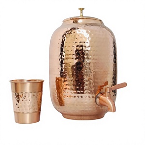 Handmade Copper Water Dispenser with Tap and <b>Cup</b> Vintage Style Ayurvedic Storage Jug <b>Large</b> Capacity Home Use - Product Image 1