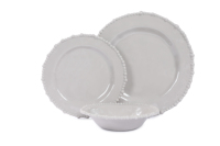 Service de table en mélamine élégant à bord perlé pour la maison, la cuisine, les repas en famille, usage quotidien, occasions décontractées, vaisselle de restaurant
