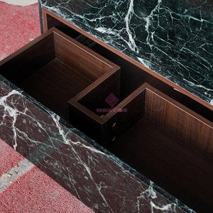Mueble de Baño de Piedra Natural con Doble Cajón, Mármol Verde Alpi Sólido, Lavabo Integrado, Resistente a la Humedad para Uso Diario - Product Image 3