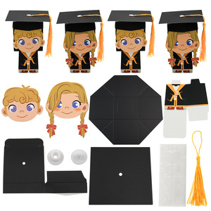 Nueva Caja <span class=keywords><strong>de</strong></span> Regalo <span class=keywords><strong>de</strong></span> Papel Reciclado Autoarmable para Fiestas <span class=keywords><strong>de</strong></span> Graduación <span class=keywords><strong>de</strong></span> Niños y Niñas, Decoraciones <span class=keywords><strong>con</strong></span> Borlas, Caja para <span class=keywords><strong>Dulces</strong></span>, Caramelos y Velas - Product Image 3