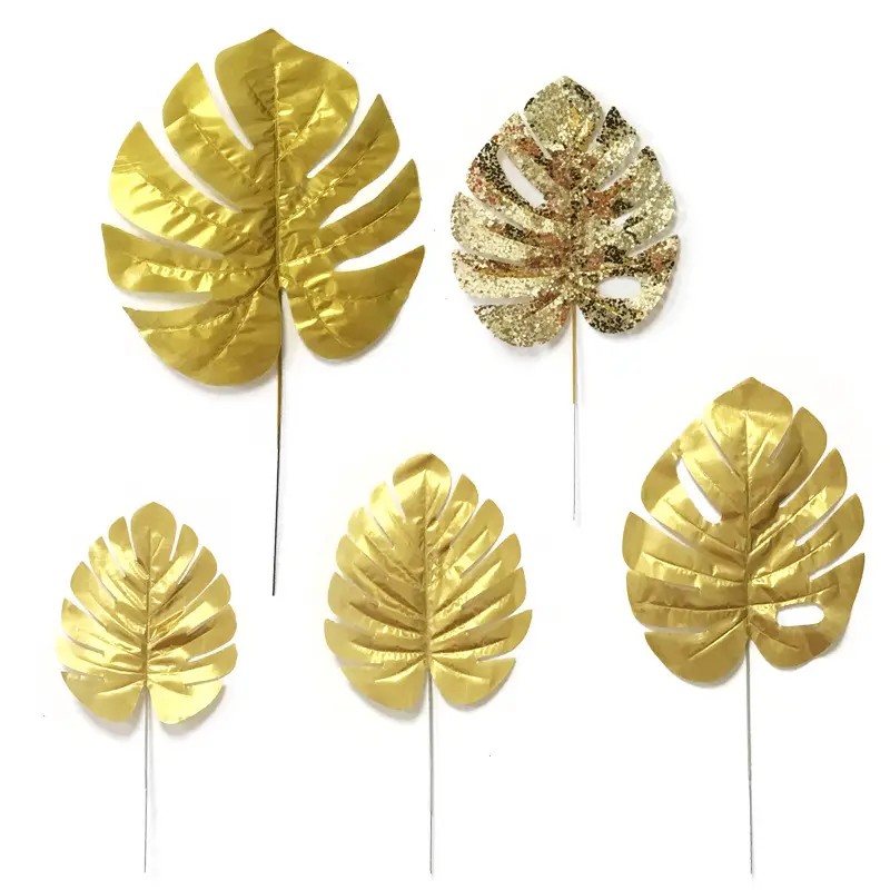 Golden Turtle Leaf Hochzeits dekoration <span class=keywords><strong>Geschenk</strong></span> Eukalyptus Sonnenblume Ahornblatt Golden Künstliche Blätter