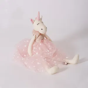 INS Kid's Pink Unicorn Plush Toy Princess Dress Doll Birthday Gift Birthday Holiday Gift Shooting Props For Girl Boy