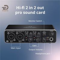 Carte son Behringer UMC202HD 2 entrées/2 sorties, interface audio USB 2.0 avec 2 préamplis micro Midas, système de sonorisation studio, équipement musical