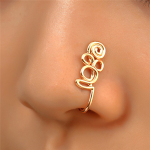 Anillo de Nariz de Latón con Incrustaciones de Circones en Forma de Estrella y Corona, Joyería de Moda para Piercing Nasal - Product Image 1