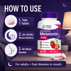 Comprimés de mélatonine saveur fraise pour le sommeil, fabrication OEM, bien-être quotidien, marque privée, vente en gros - Product Image 3