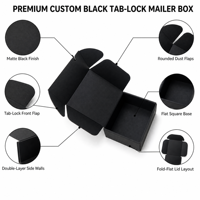 Boîte à chapeaux noire durable avec un design de logo rond, idéale pour les ensembles de casquettes de baseball en gros, personnalisation en usine