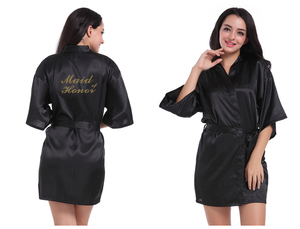 Personalizzato Sposa di <span class=keywords><strong>Seta</strong></span> Robes Donne Pianura Breve di <span class=keywords><strong>Seta</strong></span> Kimono <span class=keywords><strong>in</strong></span> Raso Robe Accappatoio Damigella D'onore Vestire Abiti di Raso per Le Donne - Product Image 6