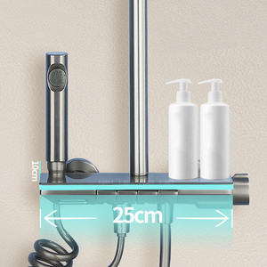 Ensemble <span class=keywords><strong>de</strong></span> robinets <span class=keywords><strong>de</strong></span> <span class=keywords><strong>douche</strong></span> piano design personnalisé Ensemble combiné <span class=keywords><strong>douche</strong></span> pluie avec lumières <span class=keywords><strong>d</strong></span>'ambiance à LED Système <span class=keywords><strong>de</strong></span> <span class=keywords><strong>douche</strong></span> à affichage numérique Gris pistolet - Product Image 4