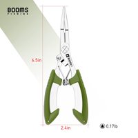 Booms Fishing 6,5 Zoll Edelstahl Grüne Angelzange mit Hakenlöser, Splitring-Öffner und Geflechtschnur-Schneider