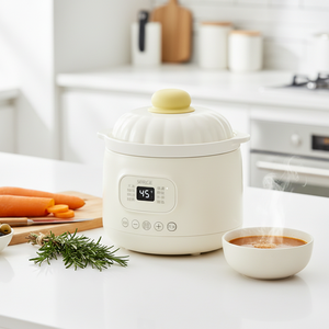 Casserole électrique multifonctionnelle avec couvercle en céramique antiadhésif, contrôle numérique du minuterie, pour cuisson rapide et lente, mijotage - Product Image 1