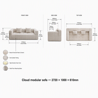 Modernes Fengyun Duo Modulares Dreisitzer-Samtsofa Minimalistisches Quadratisches Ecksofa für Wohnzimmer Hotels Apartments OEM