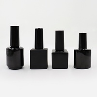 Botella de vidrio vacía rectangular para esmalte de uñas, transparente/negra, para rellenar esmalte de uñas/pegamento/aceites, tapa de rosca resistente a la luz, 10/15ML, 100 unidades
