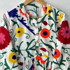 New Collection Women's Clothing Suzani Embroidery Print Dress for <b>Nighty</b> Wear Frock Style Dress Available at Wholesale Price - Product Image 2